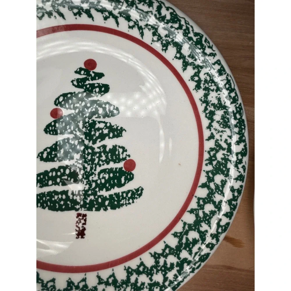Furio Christmas Tree Salad Plates Set of 4 Made in Italy Ceramic Holiday Dining